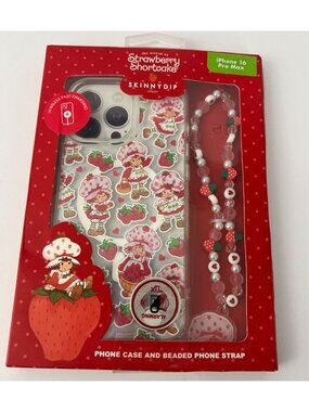 Strawberry Shortcake iPhone 16 Pro Max Phone Case & Beaded Phone Strap NEW